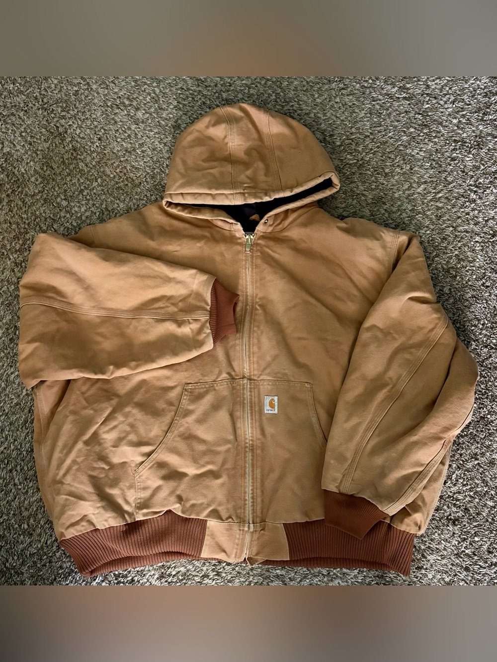 Carhartt Tan Hooded Insulated Work Puffer Jacket